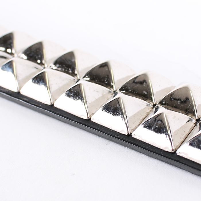 BLACK MARKET / 2連ピラミッド鋲ベルト 15mmピラミッド レザーベルト