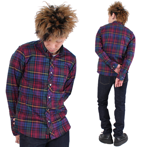 NEVER TRUST(ネバートラスト) / Check Short Round Coller L/S Shirt